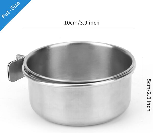 a037a95556e0f7a6 2pcs VVNIAA Stainless Steel Bird Bowls with Clamp, Durable Water Bowl, Feeding Cups, Chinchilla Food Bowl, Bird Dishes for Cage, Bird Cage Feeders and Waterers
