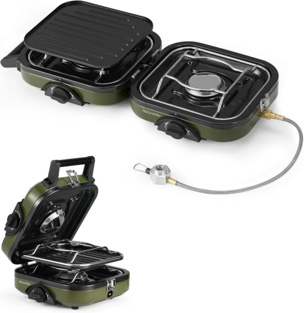 Naturehike 2 Burner Folding Camping Stove, Portable Propane Gas Stove with Carry Bag, 16000 BTU High-Performance Camp Stove with ETL Certification, Adjustable Burners & Piezo Ignition