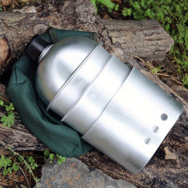 a04fca74d69d5fda 4pcs/set,Military Cookware Set Aluminum Alloy Canteen Multi-Functional Water Bottle with Grab Handled Cup Green Canvas