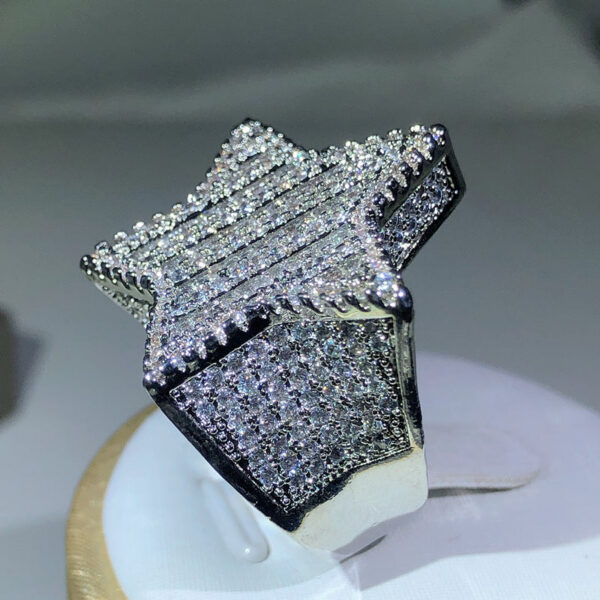 Sier Star Diamond For Man/women Solid White /Yellow Gold Rings Shine Hiphop Jewlery Gifts