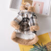 Winter Jacket Clothes Grid Warm Small Dogs Clothing With Fur Collar Cotton Pet Outfits French Bulldog Coat Vest Chihuahua