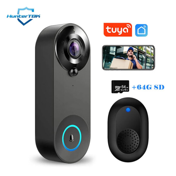 a069e2dab6304e6f 1080P Wireless Video Doorbell Camera WiFi Smart Door Bell Tuya Smart Home Security Motion Detect Night Vision Intercom Doorbell