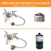 WADEO Camping Gas Stove, 3700W Portable Backpacking Stove with Piezo Ignition, Portable Burner, Camping Stove Adapter and Carrying Case for Outdoor Cooking