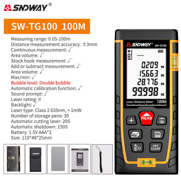 SNDWAY Distance Digital Rangefinder Mini Tape Measure Range Finder Professional M/In/Ft Laser Measuring Meter
