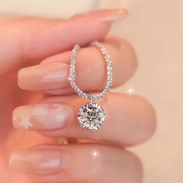 1-2ct Super Sparkling Moissanite Diamond Pendant Necklaces for Women Wedding Party Jewelry S925 Silver Cauliflower Chain Jewelry