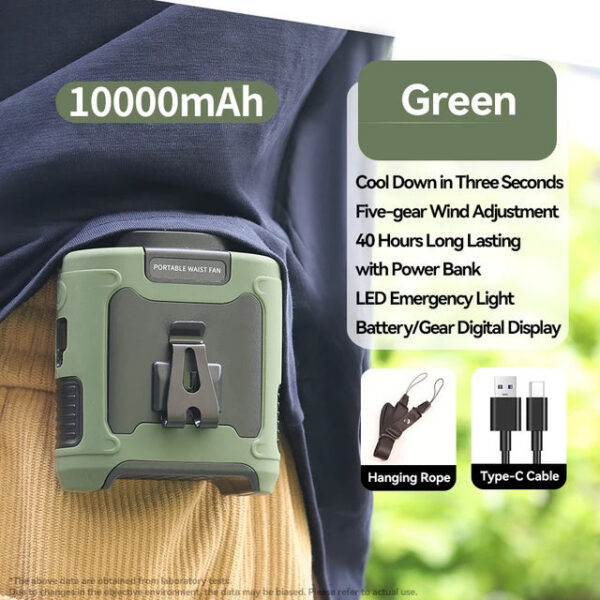 a0aa296fdb95f6e2 10000mAh Portable Waist Fan Hanging Neck Strong Wind with Power Bank LED Lighting for Emergency Sports Outdoor Working