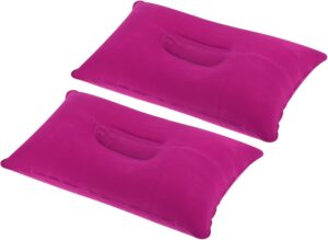 a0aabf26c599f567 PATIKIL Inflatable Pillow, 2 Pack Squared Ultralight Camping Travel Pillow Desk Rest Neck Support for Hiking Backpacking Office, Pink