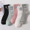 5 Pairs Cute Expression Print Comfy Funny All-match Mid Tube Socks, Women's Stockings & Hosiery