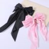 2Pcs/Set Elegant Bow Ribbon Women Fashion Solid Bowknot Satin Hairpin Barrettes Girls Ponytail Clip Hair Accessories