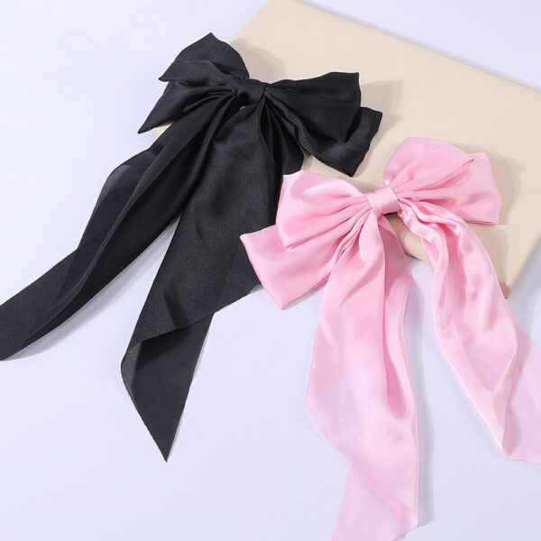 2Pcs/Set Elegant Bow Ribbon Women Fashion Solid Bowknot Satin Hairpin Barrettes Girls Ponytail Clip Hair Accessories