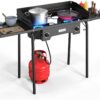 a0c36a60458d8fef ROVSUN Single Burner Gas Stove with Side Shelf, 100,000BTU Portable Propane Stove with Removable Leg & Regulator for Camping Home Backyard Outdoor Cooking Brewing Canning Turkey Frying