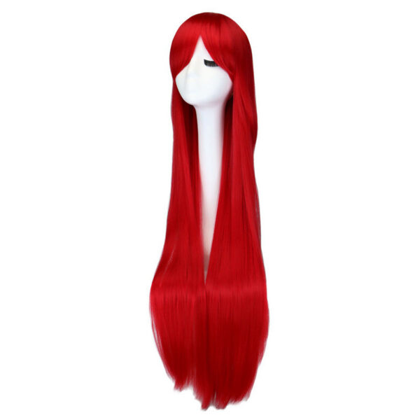 Long Straight Cosplay Wig Purple Black Red Pink Blue Dark Brown 100 Cm Synthetic Hair Wigs