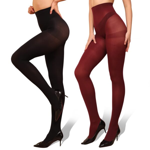 a0d09c295c24b340 WAKUNA 2 Pairs Pantyhose Opaque Tights 40D Resistant Control Top