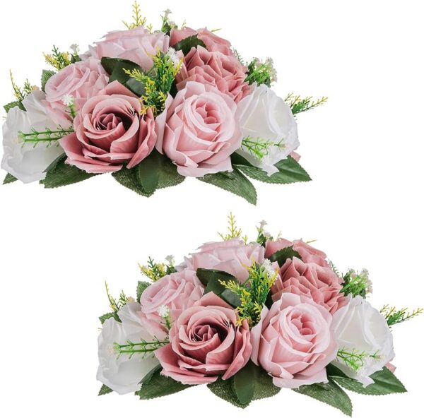a0d64f59a6a4fad1 NUPTIO Flower Ball Arrangement Bouquet - 2 Pcs 9.5 inch Diameter Dusty Rose Fake Flowers Roses Balls for Centerpieces Tables - Artificial Rose Arrangements for Wedding Centerpiece Table Decorations