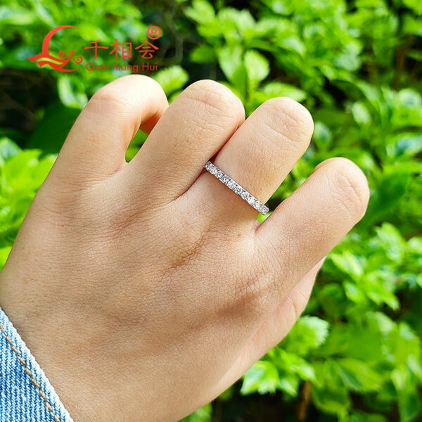 a0ee57b35936742a solid 2mm Full Eternity Ring Band Sterling Sier white Round Moissanite Diamond Jewelry gift dating party women