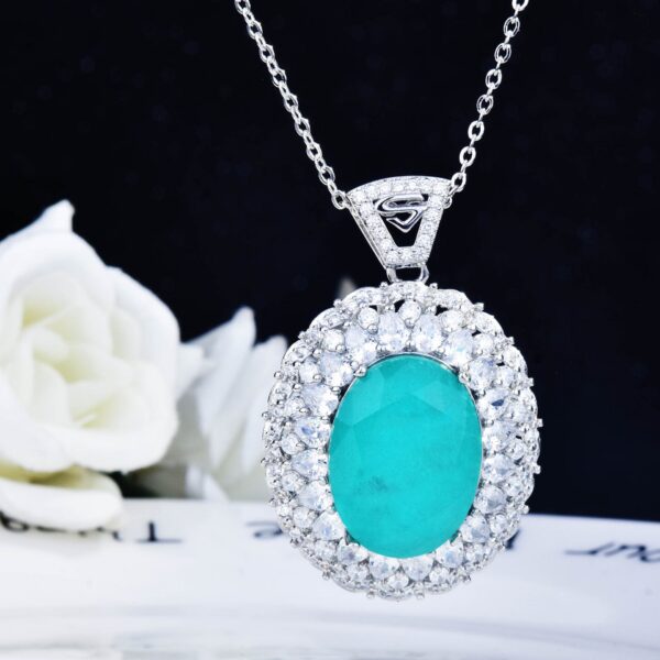 a0ff67c1ce184553 Brazil Tourmaline Vintage Lake Blue Paraiba Egg-shaped Large Lab Diamond Sweater Necklace Chokers Gifts