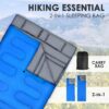 TANGZON 220x150cm Double Sleeping Bag, Extra Large Converts into 2 Waterproof Lightweight Camping Bags with 2 Pillows and Carrying Bag for Outdoor Hiking Backpacking Traveling