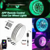 Car Hub Lamp RGB Kit Waterproof LED Strip Light APP/Remote Control Car Wheel Ring Neon Light Strip Colorful Adjustable Hub