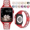 LELONG Compatible with Apple Watch Band 38mm 40mm 41mm Series 9 Series 8 7 6 5 4 3 2 1 SE Ultra, Bling Replacement Bracelet iWatch Band, Diamond Rhinestone Stainless Steel Metal Wristband Strap