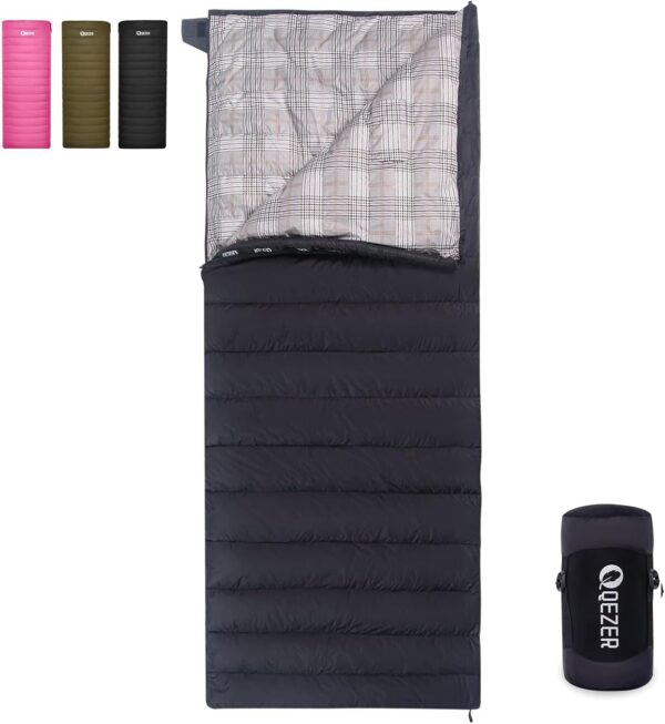 a139cd3d0639ae39 QEZER Down Sleeping Bag,Lightweight Rectangular Sleeping Bag for Adults,Kids,Boys,Girls 3 Seasons Backpacking, Hiking and Camping Outdoor,can be used as the Blanket