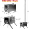 LAMA Tent Camping Stove, Portable Folding Stainless Steel Wood Stove with Chimneys and Gloves, Wood Burner for Tents, Hiking, Cooking, Heating, Camping, Silverwhite