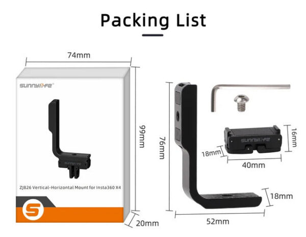 a177a3ab1b48b638 Bracket For Insta360 X4 With Magnetic Adapter L-shaped Horizontal Vertical Aluminum Alloy Quick Release Mount Accessory