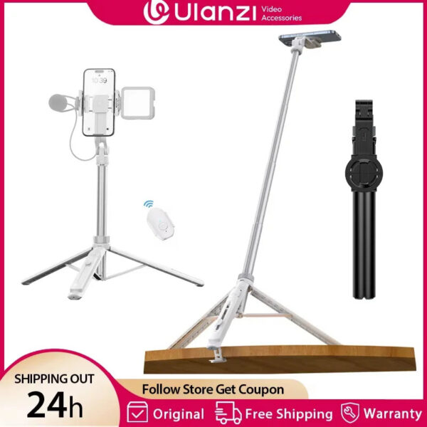 a17c4b14699fb68a Ulanzi TT88 1.44M Overhead Selfie Stick Phone Tripod with Magnetic Clamp Wireless Remote Extension Tripod for LiveStreaming Vlog