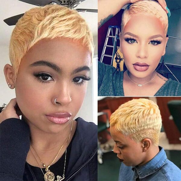 Short Straight Wigs Natural Color Brazilian Remy Pixie Cut Cheap Human Hair Wig For Black Women MYLOCKME