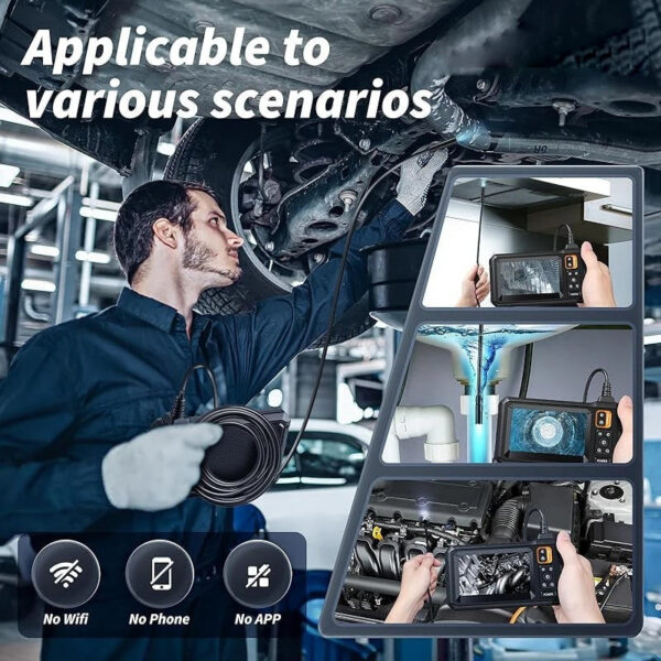 Industrial Endoscope 8mm HD1080P 4.3inch IPS Screen 1080P Pipe Inspection Camera for Car Repair IP67 Waterproof 8 LEDS