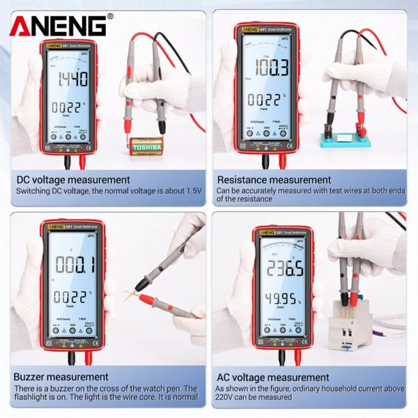 a1b2a3ae1fa82fb6 ANENG 681 Rechargable Digital Professional Multimeter Non-contact AC/DC Voltage Meter LCD Screen Current Tester