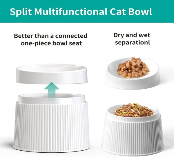 a1b3473b892f4dc1 Elevated Cat Food Bowl Super Widen Raised Cat Food Dishes for Protecting Spine, Reliefing Whisker Fatigue, Anti-Vomiting 17° Tilted Pet Feeding Bowls with Silicone Mat for Indoor Cats