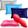a1b535ebe3b902a9 Maitys 5 Pieces Inflatable Travel Pillow Portable Compact Air Pillow Flocked Fabric Backpacking for Camping Hiking Home Office Sleeping Neck Head Lumbar Support(13.39 x 8.66 Inches,Gray)