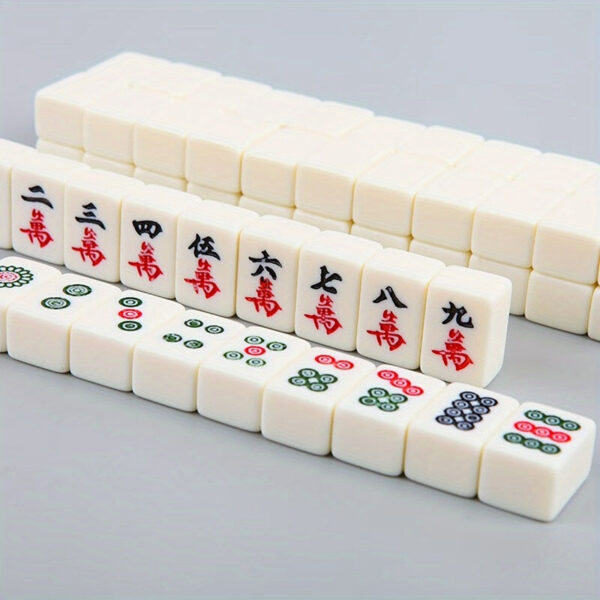 Compact Mahjong Set with Storage Box - 144 Tiles for Travel and Home Play