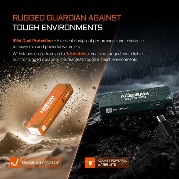 a1d1ef8ac0039ebf ACEBEAM Keychain Flashlight Keylite 500 EDC Rechargeable Flashlights With Self Defense Strobe Mode Dual LED Light Camping Work