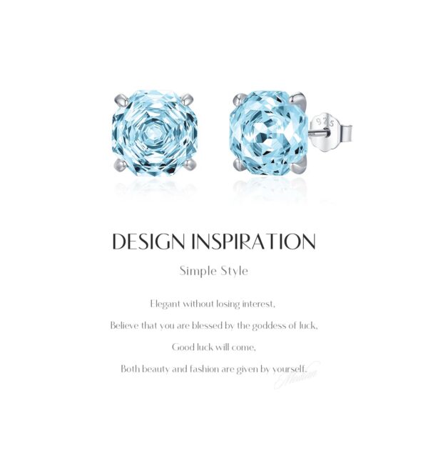 MODIAN Sparkling 925 Sterling Silver Delicate Rose Cut Simulated Aquamarine Trendy Stud Earrings For Women Wedding Jewelry