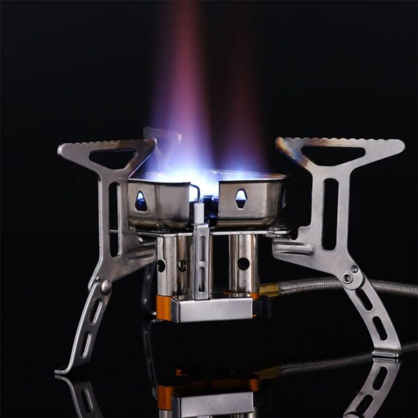a1ef3e9c8b788ba3 3-Core Burner Camping Stove with Fuel Canister Adapter, Folding Windshield and Storage Case, Portable Collapsible Camp Stove Set for Outdoor Backpacking Hiking Picnic