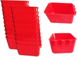 a2020642269faffe 20 Pack Cage Cups Birds Feeders Seed Bowl Chicken Feeding Watering Dish Rabbit Water Food Hanging Wire Cages Box 16oz Coop Cups for Pet Parrot Parakeet Gamefowl Poultry Pigeon (Large Red)