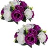 a210ef94f1f465e7 NUPTIO Artificial Flower Centrepieces for Tables - 6 Pcs Crimson & White Fake Flowers Roses Balls 9.5in Diameter - Silk Faux Rose Arrangement for Wedding Party Centerpiece Table Decorations