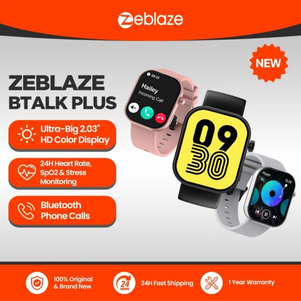 a216a06f8a39c326 New Zeblaze Btalk Plus Voice Calling Smartwatch 2.03'' HD Color Display Health and Fiess Tracking Smart Watch for Men Women