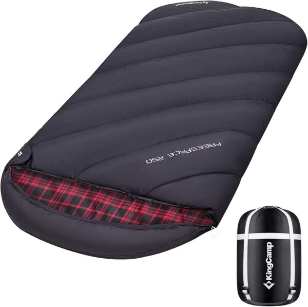 a22730e6f5c0a8a2 KingCamp XXL Sleeping Bag for Adults 3-4 Season Large Wide Flannel Liner Single Warm Waterproof Lightweight for Camping Hiking Backpacking Outdoor with Compression Sack