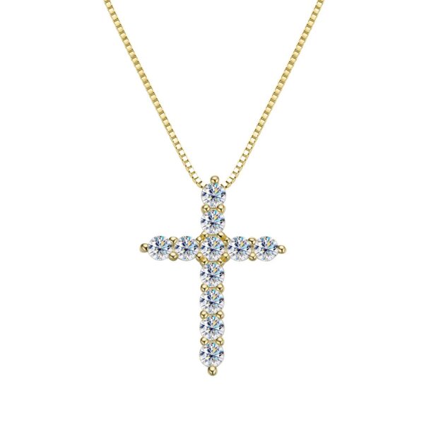 EWYA Real Moissanite Jesus Cross Pendant Necklace for Women Sterling Sier 2.5 3 4mm Diamond Chains Necklaces Fine Jewelry