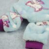 Unicorn Fuzzy Dog Pajamas, Dog Winter Clothes for Small Dogs Girl Boy, Pet Onesie with Feet, Cat Outfit, Light Blue, Small