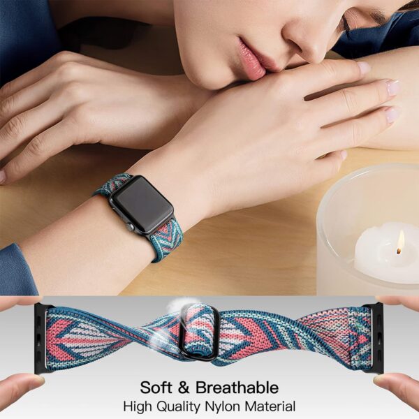 a267374f08e0f2c6 DaQin 3 Pack Elastic Bands Compatible with Apple Watch Band 45mm 44mm 49mm 42mm 41mm 40mm 38mm Women Men, Soft Nylon Solo Loop Straps for Apple Watch SE iWatch Series 9/8/7/6/5/4/3/2/1/Ultra/Ultra 2