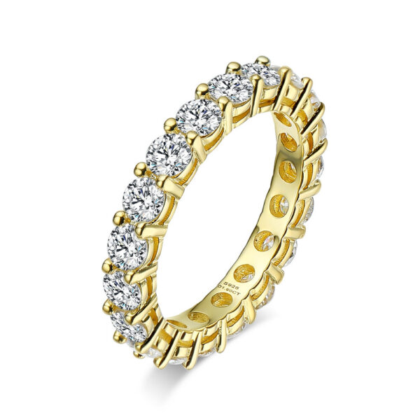 OEVAS 2.2 Carat 3MM Moissanite Full Circle Row Ring Sterling Sier Pass Diamond Test For Women Wedding Fine Jewelry