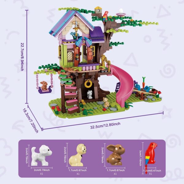 a27eca13c372457c Tree STEM Toy Creative Construction Set 642PCS Forest House Building Bricks Treehouse Animals with Box