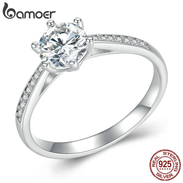 BAMOER D Color Ring For Women Diamond Moissanite Rings Sterling Sier Engagement Bands Fine Jewelry
