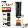 Wireless Electric Portable Espresso hine for Car & Home Camping 3-in-1 Capsule Powder Travel Coffee Maker
