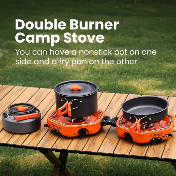 a28e1fe9734e6527 Propane 2 Burner Camping Stove with Carrying Bag, Portable Folding Gas Stove for Camping, Backpacking Camp Stove for Outdoor Cooking, With 17,000 BTU Adjustable Burners for BBQ, Tailgating