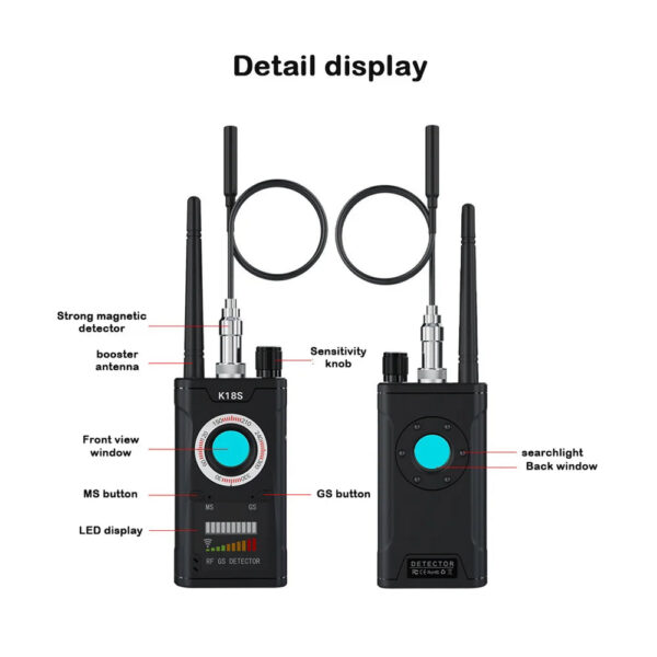 K18S Reverse Camera Detector GSM Audio Error Finder GPS Signal Scanner Upgrade RF Tracker Detect