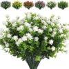 a297115da4cb07a6 RECUTMS 12 Bundles Outdoor Artificial Flowers UV Resistant Fake Boxwood Plants, Faux Greenery for Indoor Outside Hanging Plants Garden Porch Window Box Home Wedding Farmhouse Décor(Yellow)